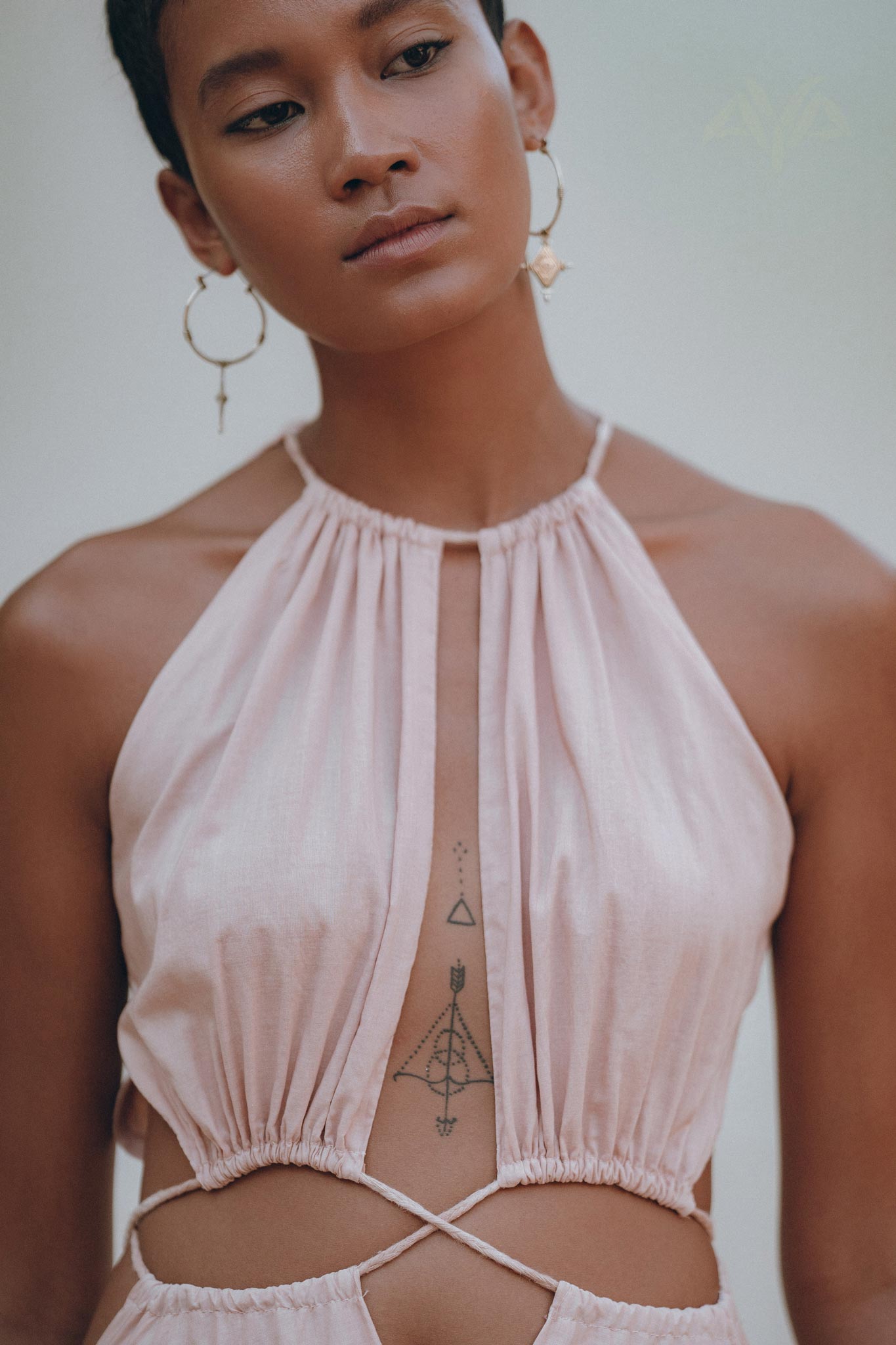 Dusty Pink Maxi Adjustable Dress • Open Back Sides Belly Dress - AYA Sacred Wear