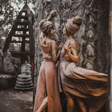 Dusty Pink Organic Bohemian Maxi Bridesmaid Dress with Hand Loomed Threaded Back - AYA Sacred Wear