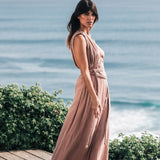 Dusty Pink Organic Boho Dress • One Shoulder Greek Goddess Dress - AYA Sacred Wear