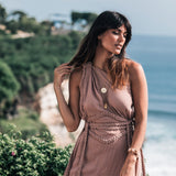 Dusty Pink Organic Boho Dress • One Shoulder Greek Goddess Dress - AYA Sacred Wear