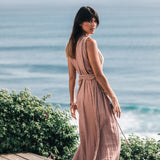 Dusty Pink Organic Boho Dress • One Shoulder Greek Goddess Dress - AYA Sacred Wear