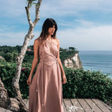 Dusty Pink Organic Boho Dress • One Shoulder Greek Goddess Dress - AYA Sacred Wear