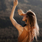 Dusty Pink Boho Bridesmaid Dress, Open Back Elegant Dress - AYA Sacred Wear