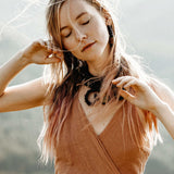 Dusty Pink Boho Bridesmaid Dress, Open Back Elegant Dress - AYA Sacred Wear