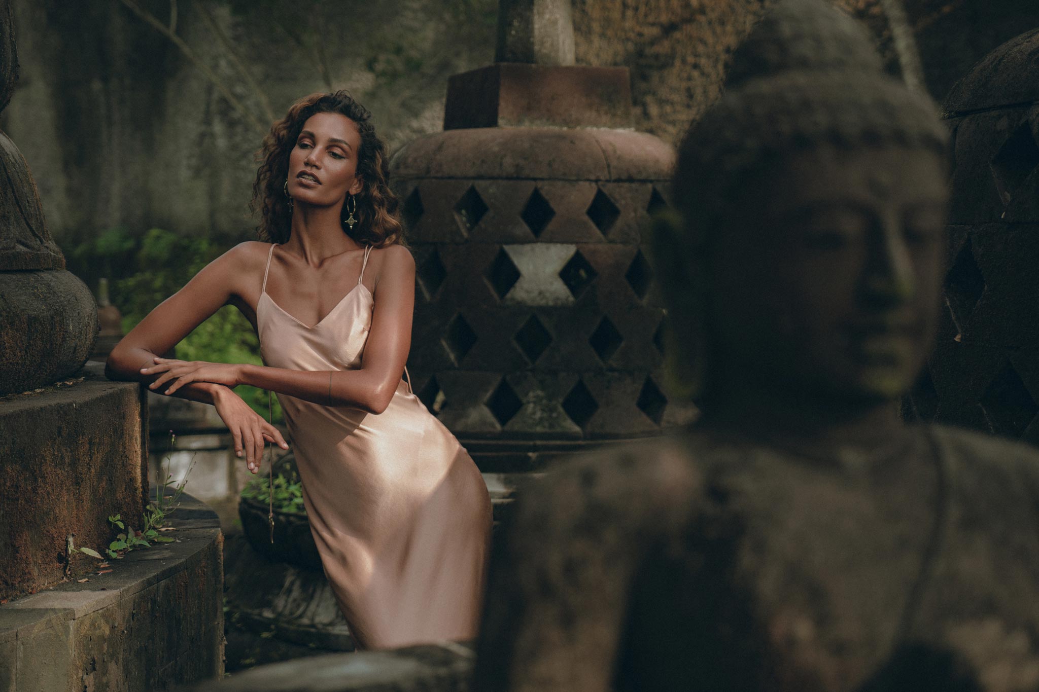 Dusty Pink Peace Silk Slip Dress • Open Back Dress • Evening Boho Dress - AYA Sacred Wear