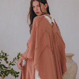 Dusty Pink Poncho Robe • Bridal Cover Up Women • Bohemian Kimono Overcoat - AYA Sacred Wear