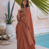 Dusty Pink Poncho Robe • Bridal Cover Up Women • Bohemian Kimono Overcoat - AYA Sacred Wear