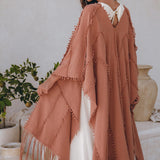 Dusty Pink Poncho Robe • Bridal Cover Up Women • Bohemian Kimono Overcoat - AYA Sacred Wear