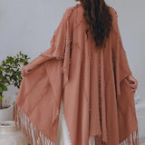 Dusty Pink Poncho Robe • Bridal Cover Up Women • Bohemian Kimono Overcoat - AYA Sacred Wear