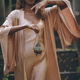 Dusty Pink Silk Robe • Bohemian Kaftan Cardigan • Long Cape for Women - AYA Sacred Wear