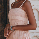 Dusty Pink Tribal Goddess Slip Over • Ethnic Handwoven Macrame Net Overlay Dress - AYA Sacred Wear