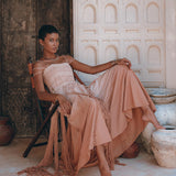 Dusty Pink Tribal Goddess Slip Over • Ethnic Handwoven Macrame Net Overlay Dress - AYA Sacred Wear