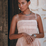 Dusty Pink Tribal Goddess Slip Over • Ethnic Handwoven Macrame Net Overlay Dress - AYA Sacred Wear