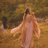 Dusty Rose Makosh Goddess Dress • Organic Bridesmaid Kimono Dress • Cotton Wrap Dress - AYA Sacred Wear