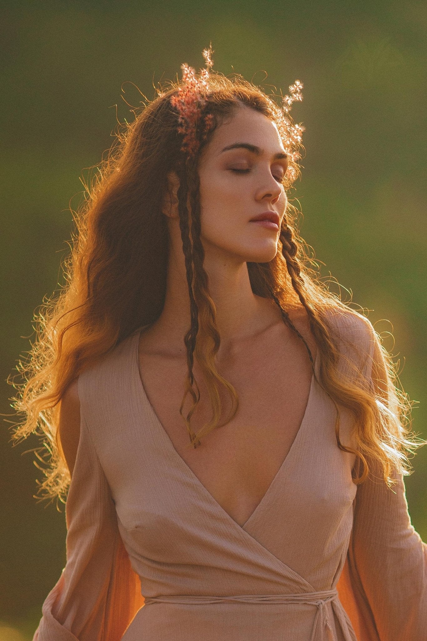 Dusty Rose Makosh Goddess Dress • Organic Bridesmaid Kimono Dress • Cotton Wrap Dress - AYA Sacred Wear