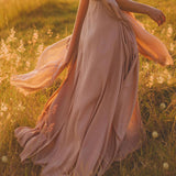 Dusty Rose Makosh Goddess Dress • Organic Bridesmaid Kimono Dress • Cotton Wrap Dress - AYA Sacred Wear