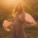 Dusty Rose Makosh Goddess Dress • Organic Bridesmaid Kimono Dress • Cotton Wrap Dress - AYA Sacred Wear