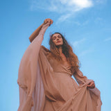 Dusty Rose Makosh Goddess Dress • Organic Bridesmaid Kimono Dress • Cotton Wrap Dress - AYA Sacred Wear