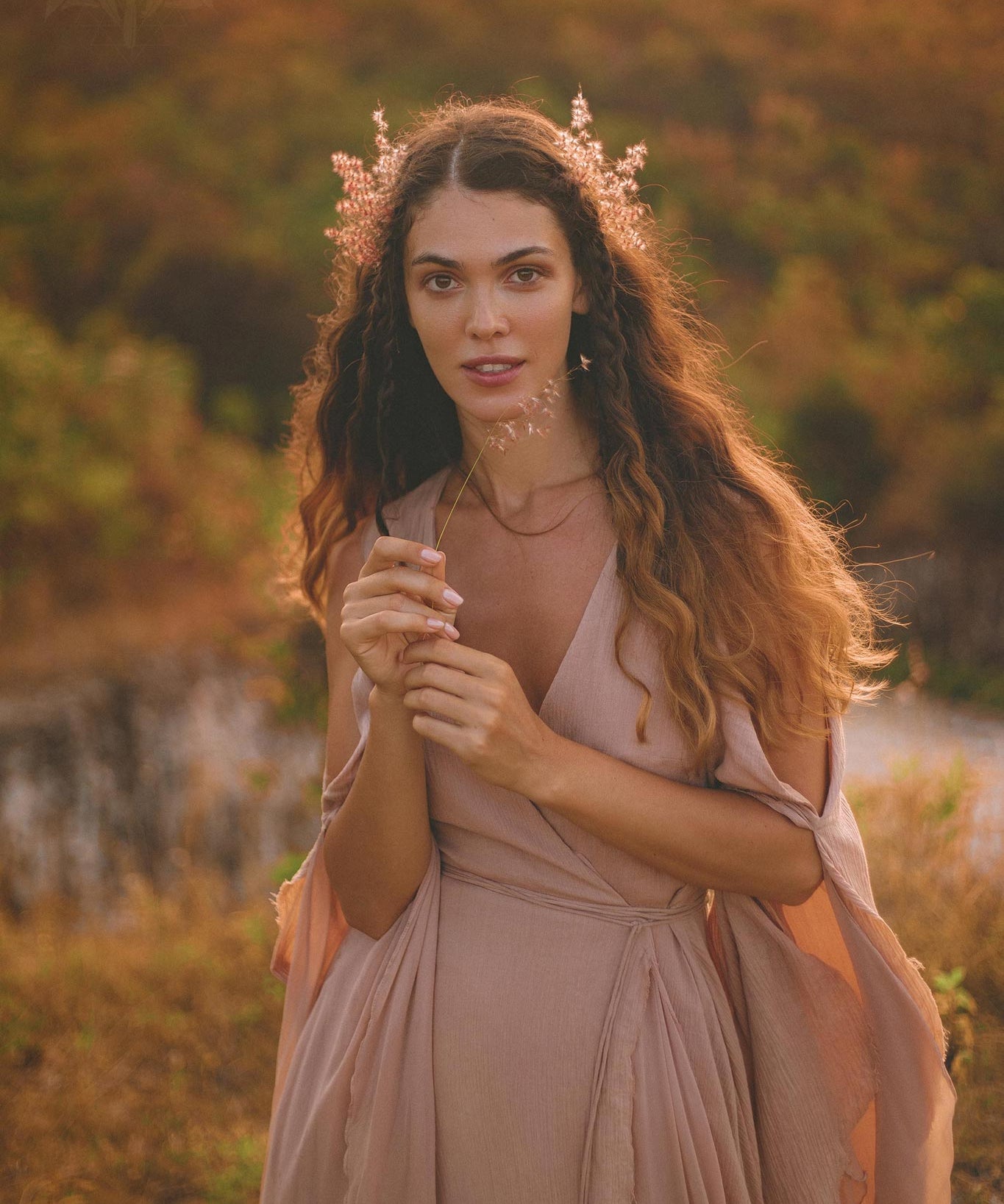 Dusty Rose Makosh Goddess Dress • Organic Bridesmaid Kimono Dress • Cotton Wrap Dress - AYA Sacred Wear