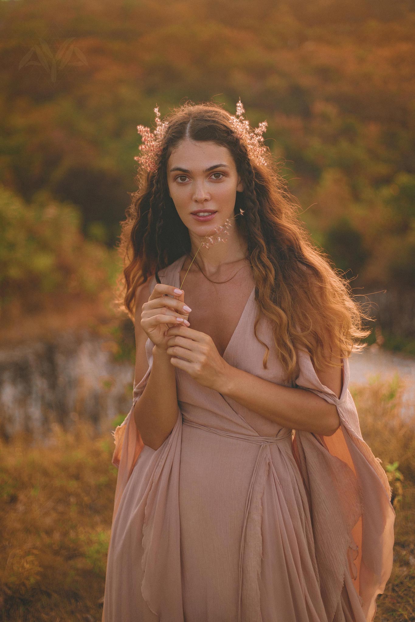 Dusty Rose Makosh Goddess Dress • Organic Bridesmaid Kimono Dress • Cotton Wrap Dress - AYA Sacred Wear