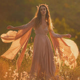 Dusty Rose Makosh Goddess Dress • Organic Bridesmaid Kimono Dress • Cotton Wrap Dress - AYA Sacred Wear