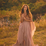 Dusty Rose Makosh Goddess Dress • Organic Bridesmaid Kimono Dress • Cotton Wrap Dress - AYA Sacred Wear
