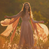 Dusty Rose Makosh Goddess Dress • Organic Bridesmaid Kimono Dress • Cotton Wrap Dress - AYA Sacred Wear