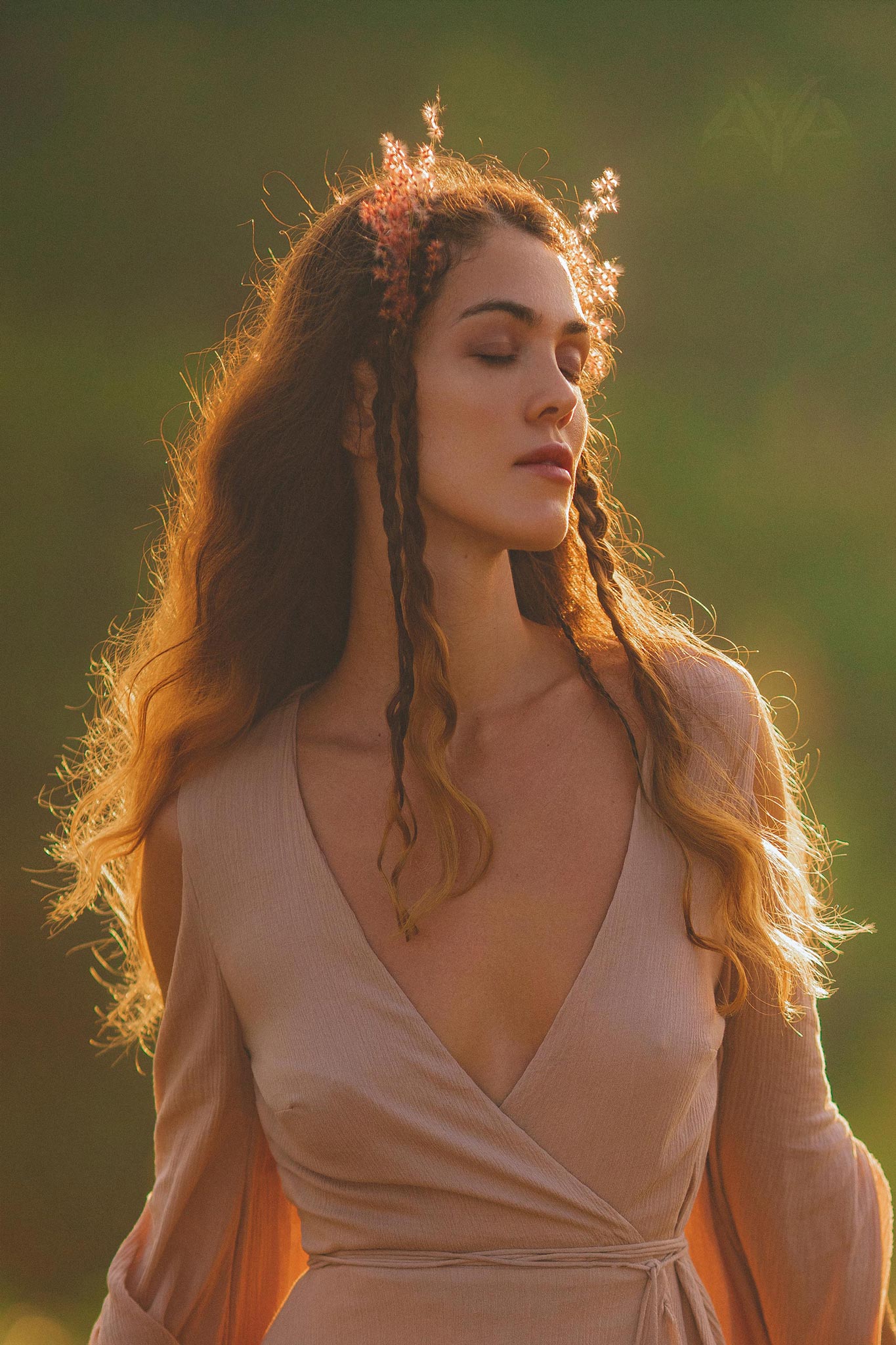 Dusty Rose Makosh Goddess Dress • Organic Bridesmaid Kimono Dress • Cotton Wrap Dress - AYA Sacred Wear