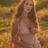 Dusty Rose Makosh Goddess Dress • Organic Bridesmaid Kimono Dress • Cotton Wrap Dress - AYA Sacred Wear