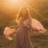 Dusty Rose Makosh Goddess Dress • Organic Bridesmaid Kimono Dress • Cotton Wrap Dress - AYA Sacred Wear