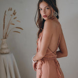 Dusty Rose Organic Boho Dress with Hand Loomed Tassels - AYA Sacred Wear