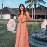 Dusty Rose Organic Boho Dress with Hand Loomed Tassels - AYA Sacred Wear
