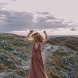 Dusty Rose Organic Boho Dress with Hand Loomed Tassels - AYA Sacred Wear