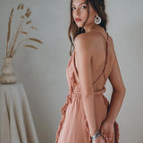 Dusty Rose Organic Boho Dress with Hand Loomed Tassels - AYA Sacred Wear