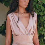 Dusty Pink Braided Overalls, Boho Cold Shoulder Maxi Jumpsuit Women - AYA Sacred Wear