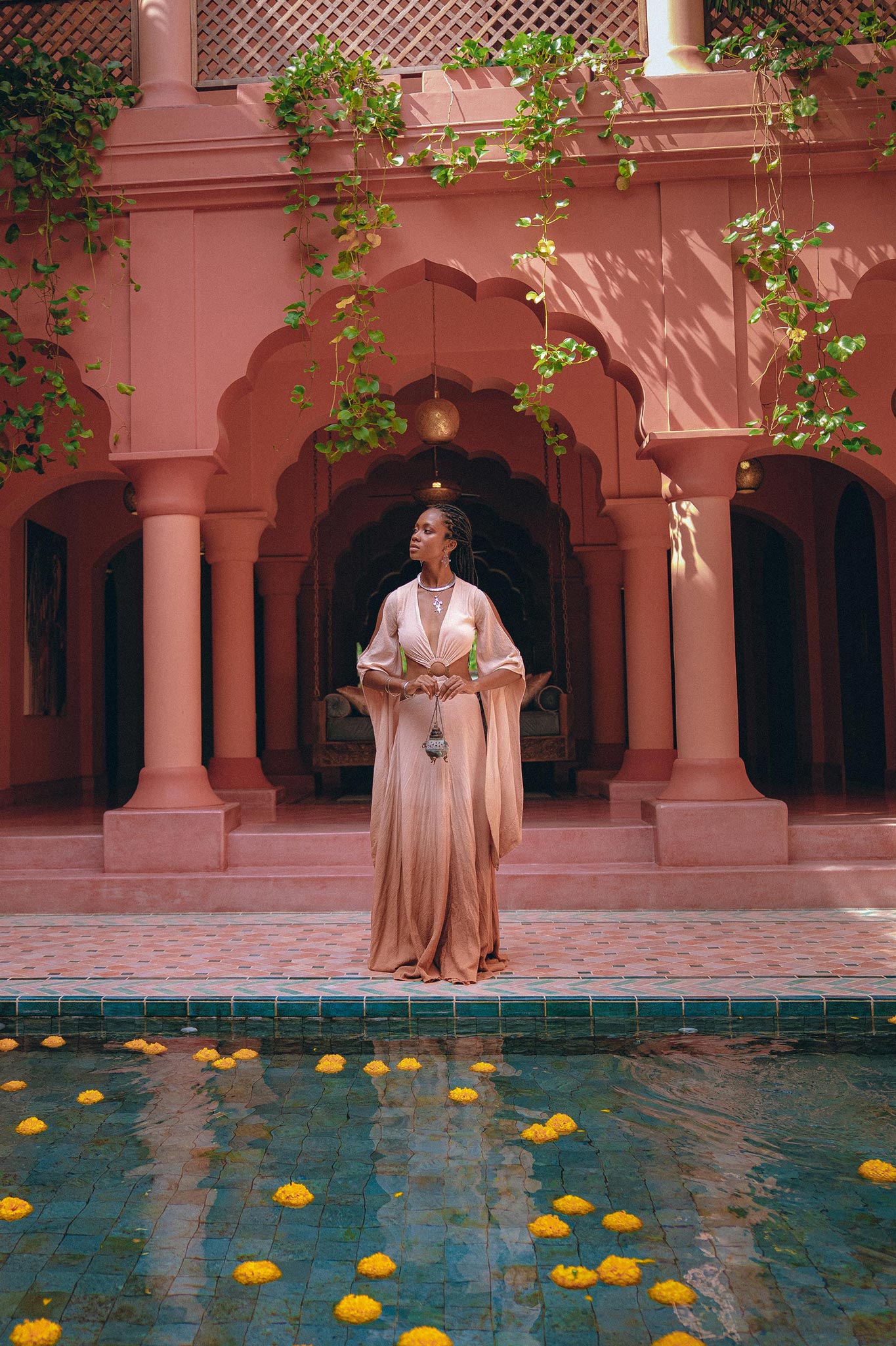 Boho Ombre Botanically Dyed Dress Open Belly Maxi Bridesmaid Dress AYA Sacred Wear