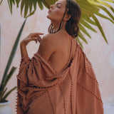 Dusty Pink Poncho Robe, Bridal Cover Up Women, Bohemian Kimono Overcoat - AYA Sacred Wear