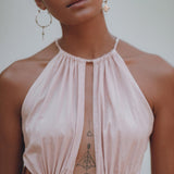 Dusty Pink Maxi Adjustable Dress, Open Back Sides Belly Dress - AYA Sacred Wear