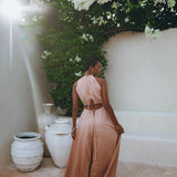 Dusty Pink Maxi Adjustable Dress, Open Back Sides Belly Dress - AYA Sacred Wear