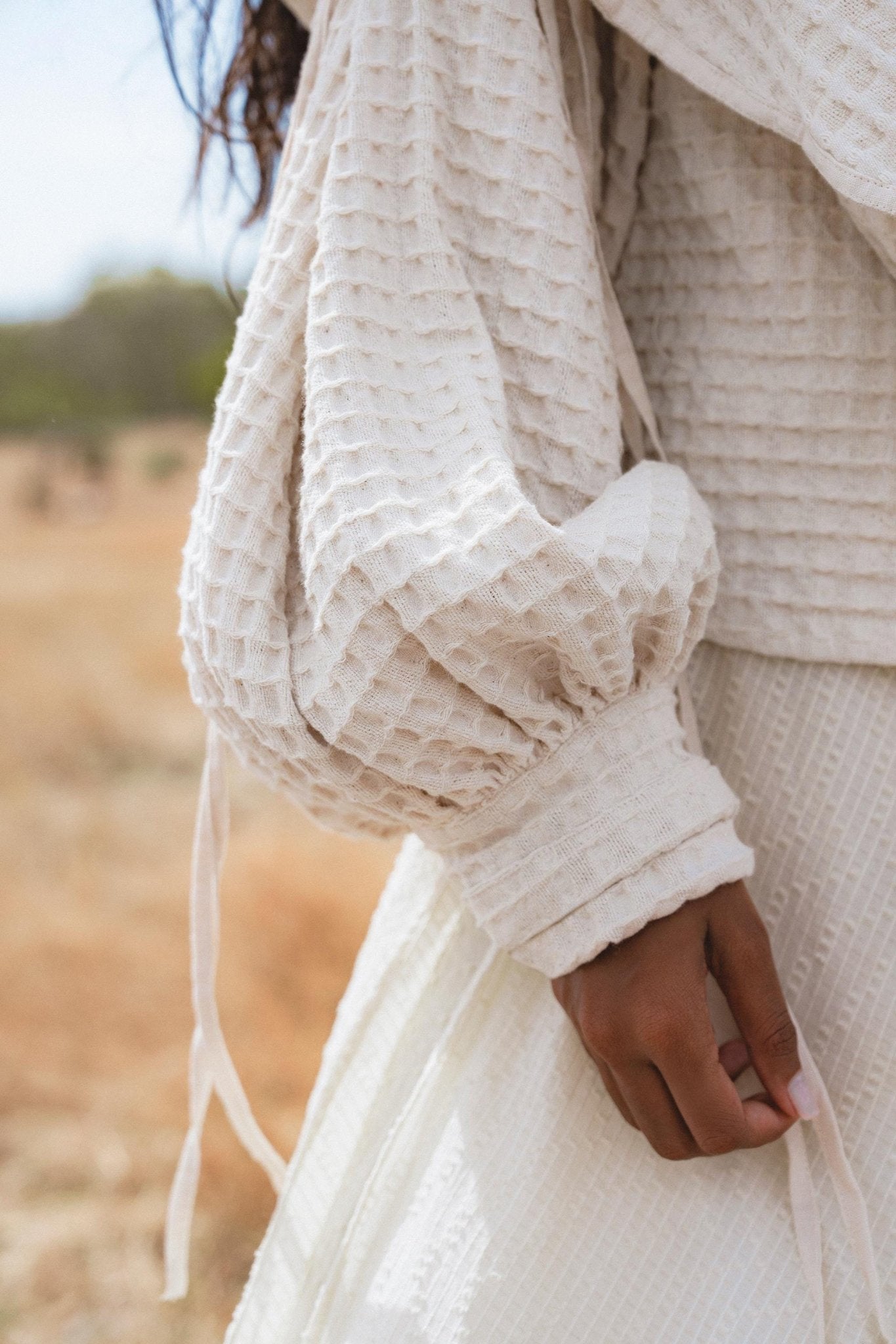 Elven Handwoven Cotton Jacket with Hood, Corset Lace Back, Boho Bali Ritual Coat - AYA Sacred Wear