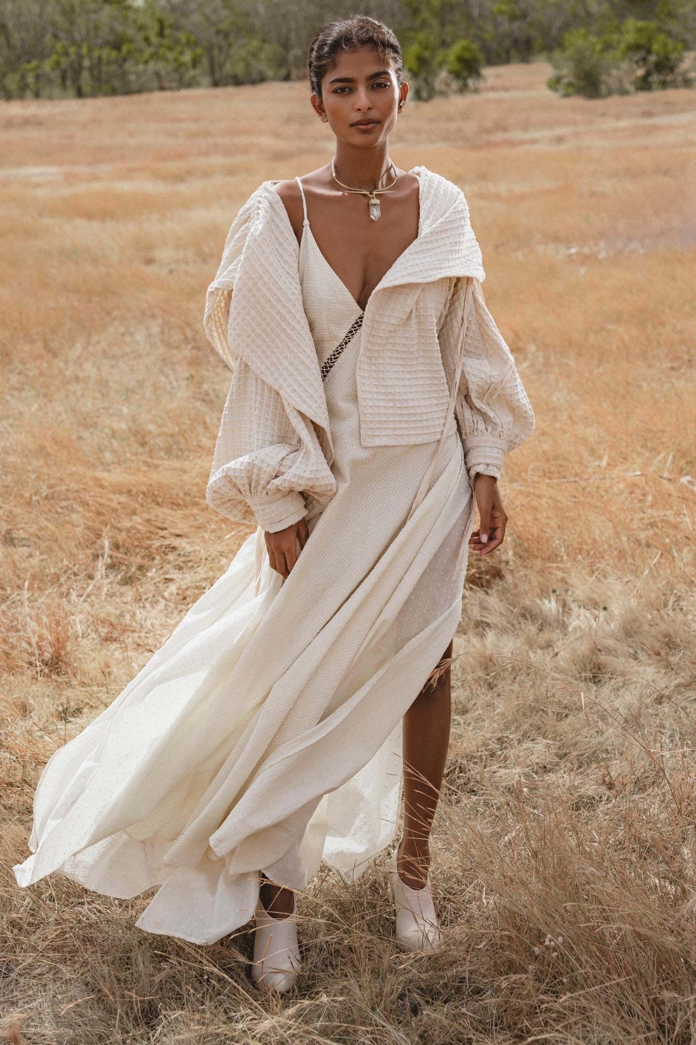 Elven Handwoven Cotton Jacket with Hood, Corset Lace Back, Boho Bali Ritual Coat - AYA Sacred Wear