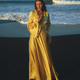 Gold Sundari Goddess Silk Gown • Bridesmaid Wedding Open Back Dress • Bridesmaid Dress - AYA Sacred Wear