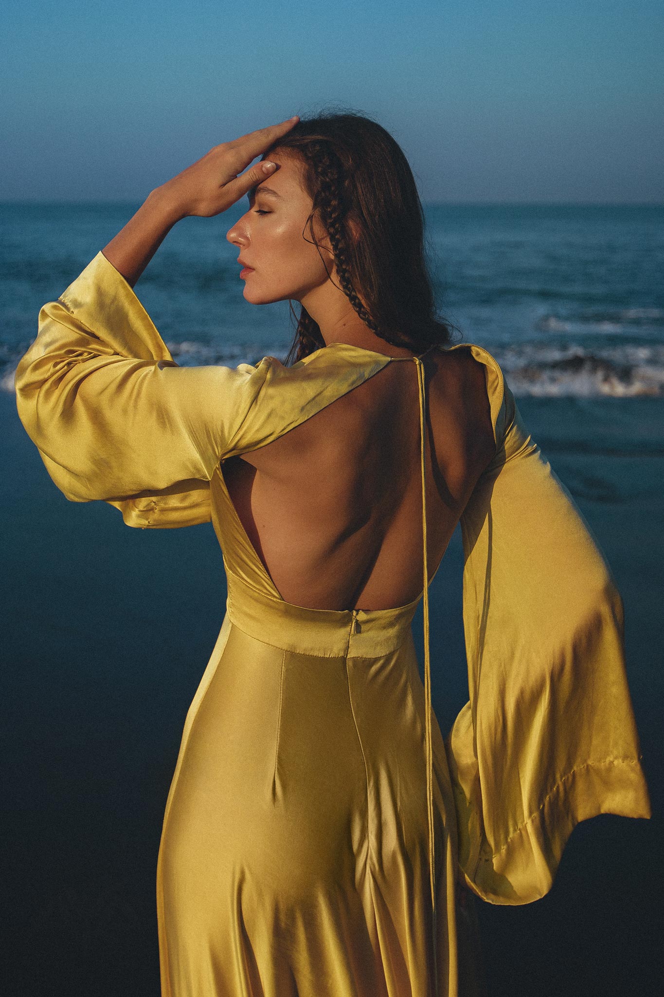Gold Sundari Goddess Silk Gown • Bridesmaid Wedding Open Back Dress • Bridesmaid Dress - AYA Sacred Wear