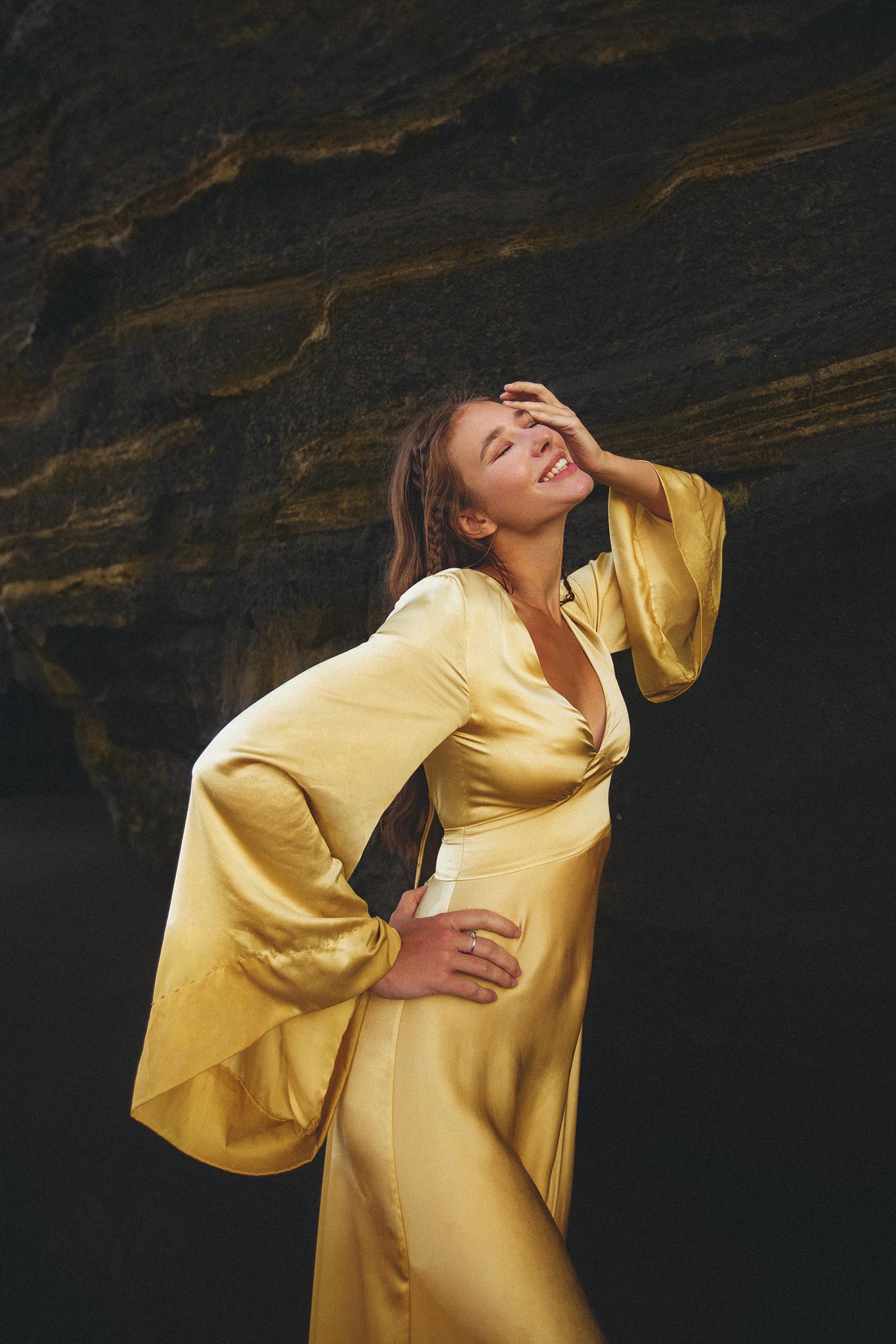 Feel like a goddess in the Golden Silk Goddess Dress from Aya Sacred Wear.