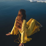 Look beautiful in the Golden Silk Goddess Dress by Aya Sacred Wear.