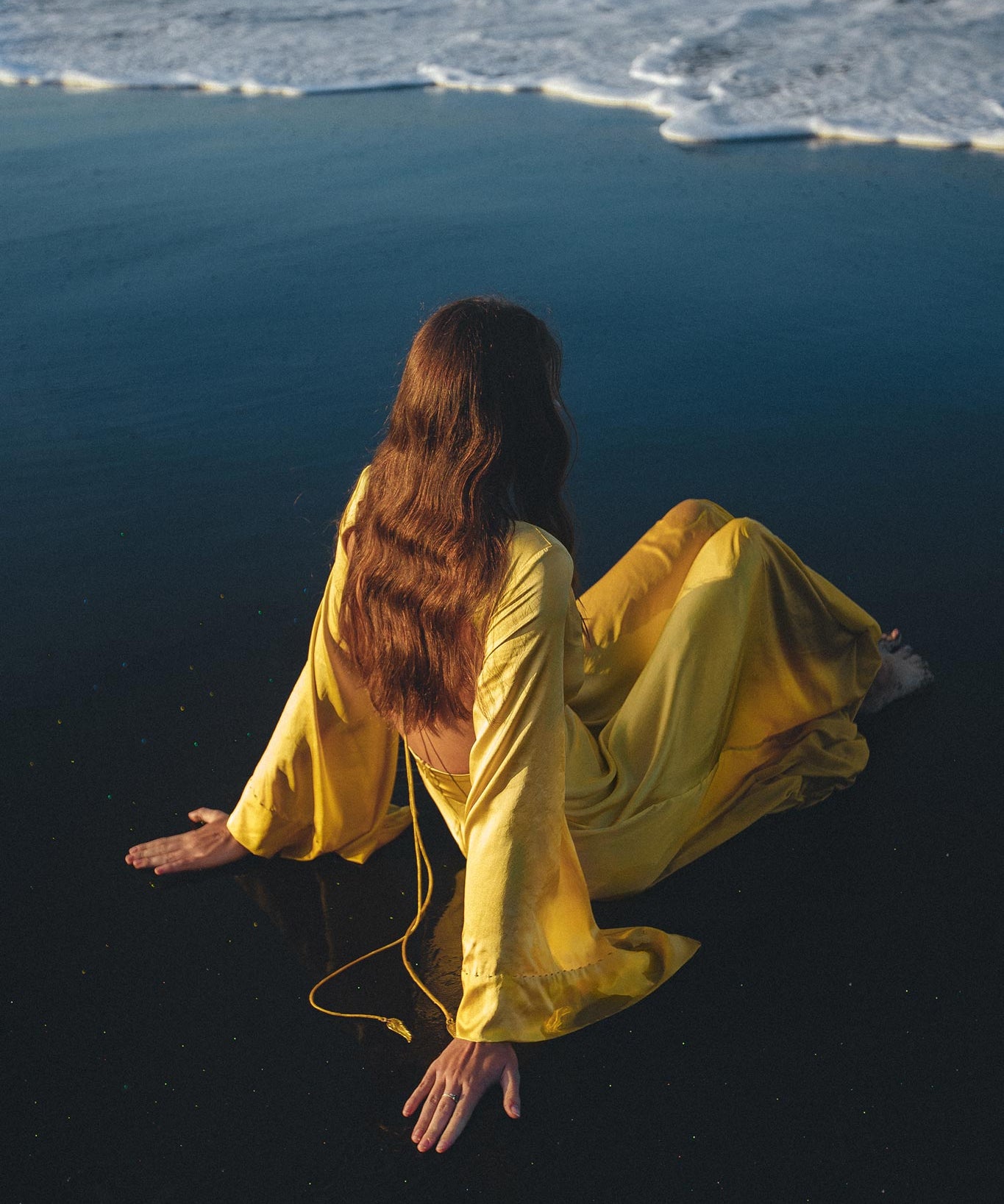 Look beautiful in the Golden Silk Goddess Dress by Aya Sacred Wear.