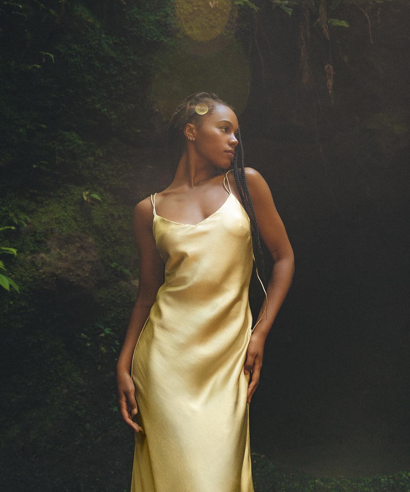 Golden Silk Slip Dress • Peace Silk Boho Dress Women • Silk Long Maxi Dress - AYA Sacred Wear
