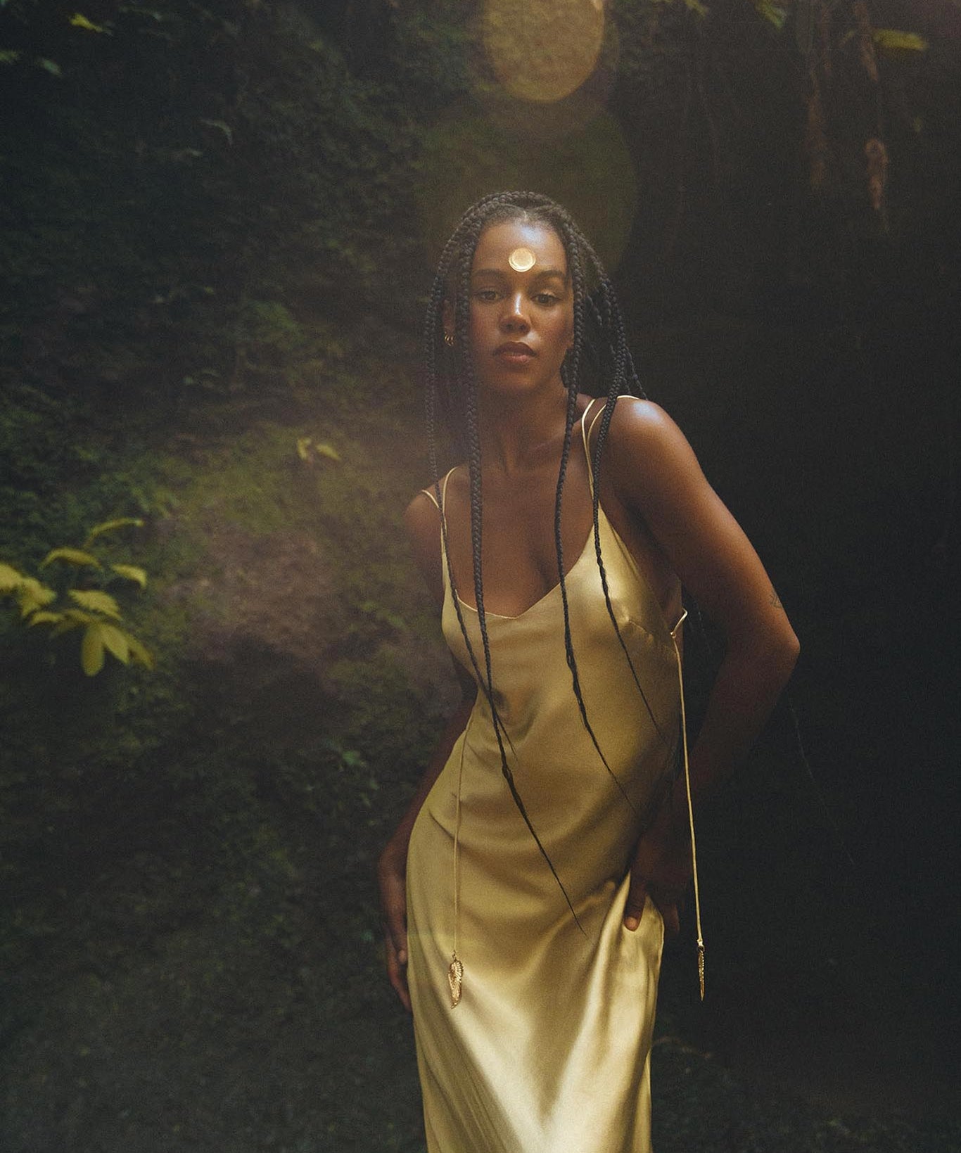 Golden Silk Slip Dress • Peace Silk Boho Dress Women • Silk Long Maxi Dress - AYA Sacred Wear