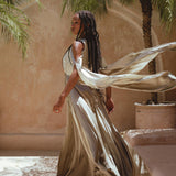 Find the perfect outfit for your special day with Aya Sacred Wear's Gradation Sage Wedding Dress. 