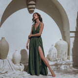 Greek Goddess Dress • Boho Grecian Dress • Boho Dark Green Prom Dress - AYA Sacred Wear